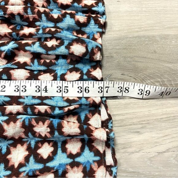 Loft Skirt Women’s MT Sunwashed Tiered Blue & Tan Floral Patterned Pull On Maxi - Picture 9 of 9